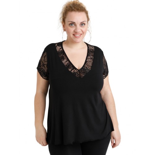 A20-288D Evaze blouse with lace - Black