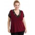 A20-288D Evaze blouse with lace - Bordeaux