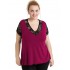 A20-288D Evaze blouse with lace - Fuchsia