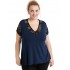 A20-288D Evaze blouse with lace - Navy Blue
