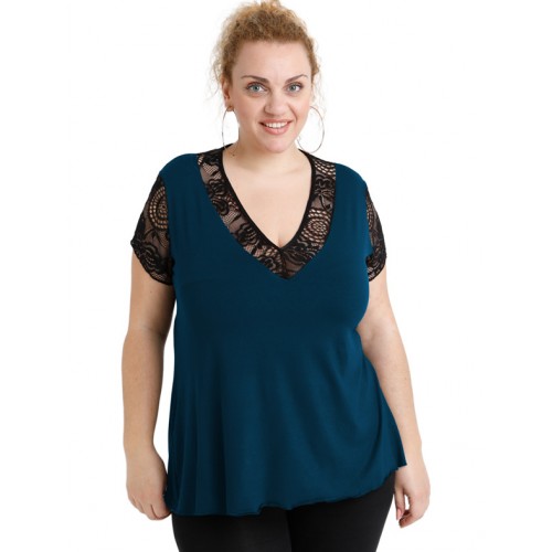 A20-288D Evaze blouse with lace - Petrol