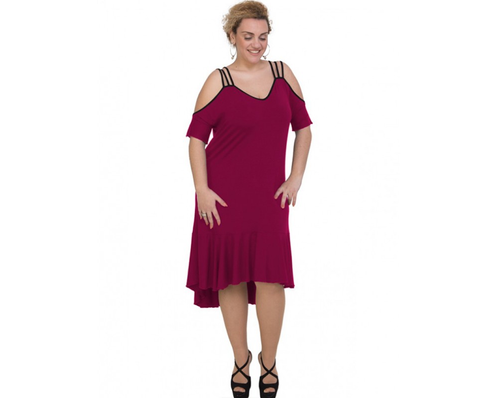 A20-293F Long dress - Fuchsia Plus Size