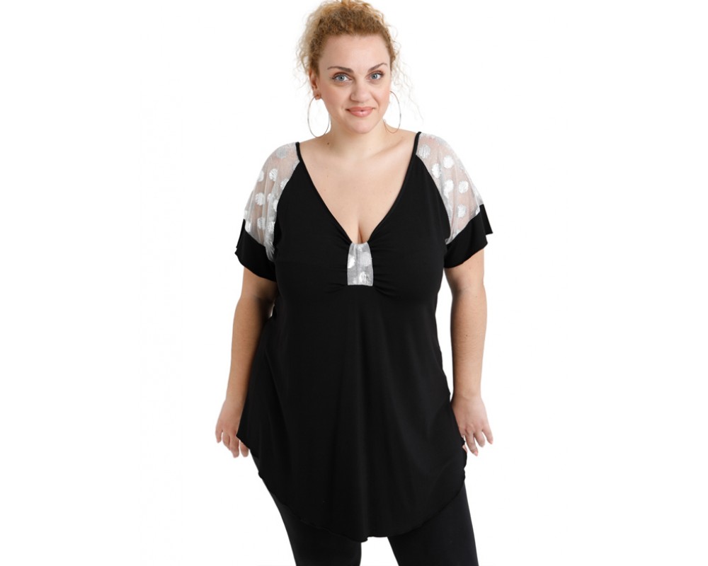 A20-4179 Classic blouse - Black Plus Size