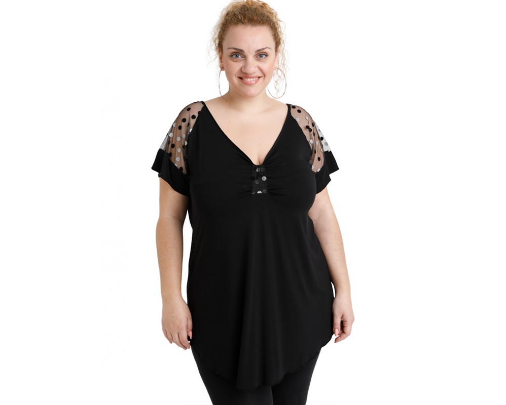 A20-4279 Classic blouse - Black Plus Size