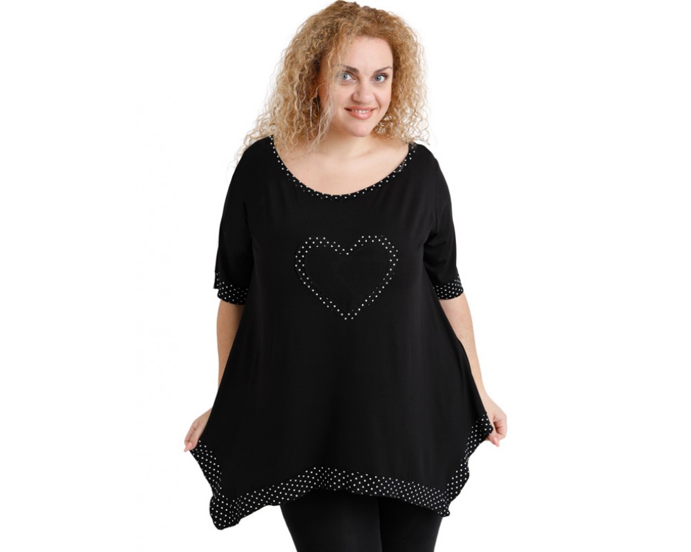 A20-459 Alpha blouse - Black Plus Size