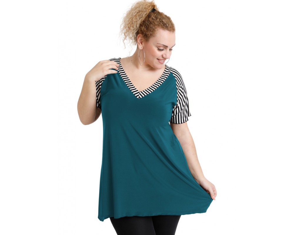 A20-549 Alpha blouse - Petrol Plus Size