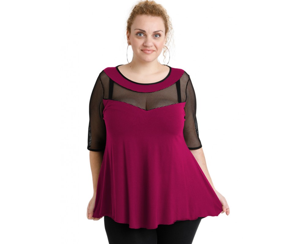 A20-5547 Classic blouse - Fuchsia Plus Size