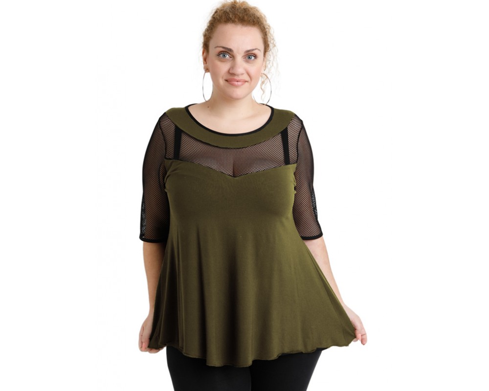 A20-5547 Classic blouse - Khaki Plus Size