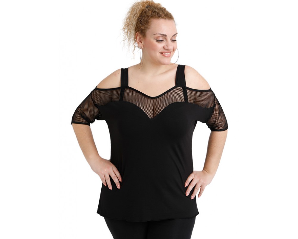 A20-5548 Raglan blouse - Black Plus Size