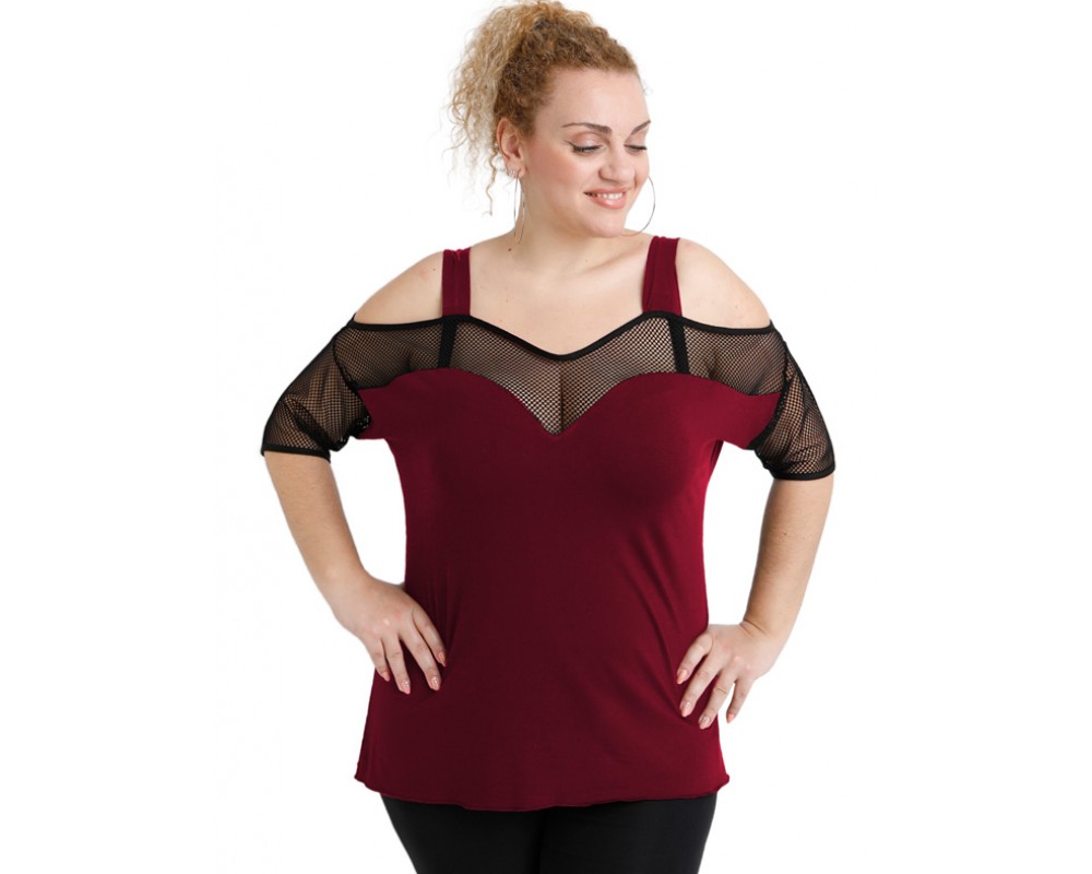 A20-5548 Raglan blouse - Bordeaux Plus Size