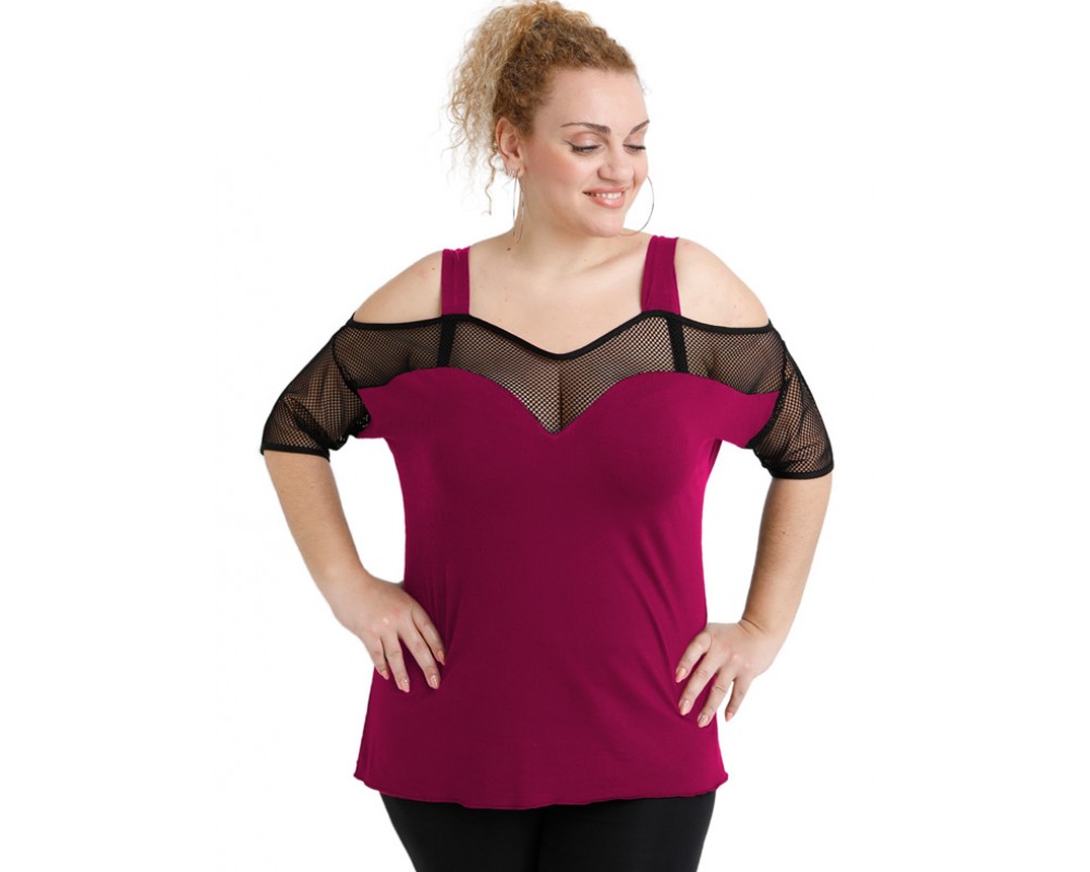 A20-5548 Raglan blouse - Fuchsia Plus Size