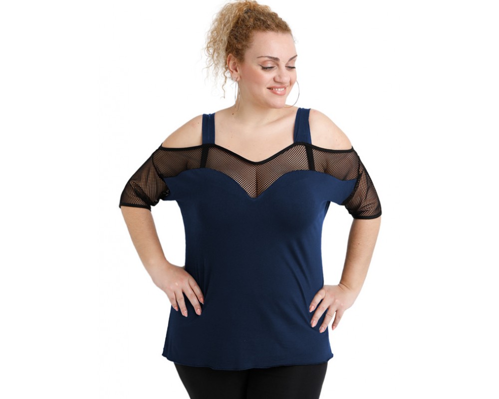 A20-5548 Raglan blouse - Navy Blue Plus Size