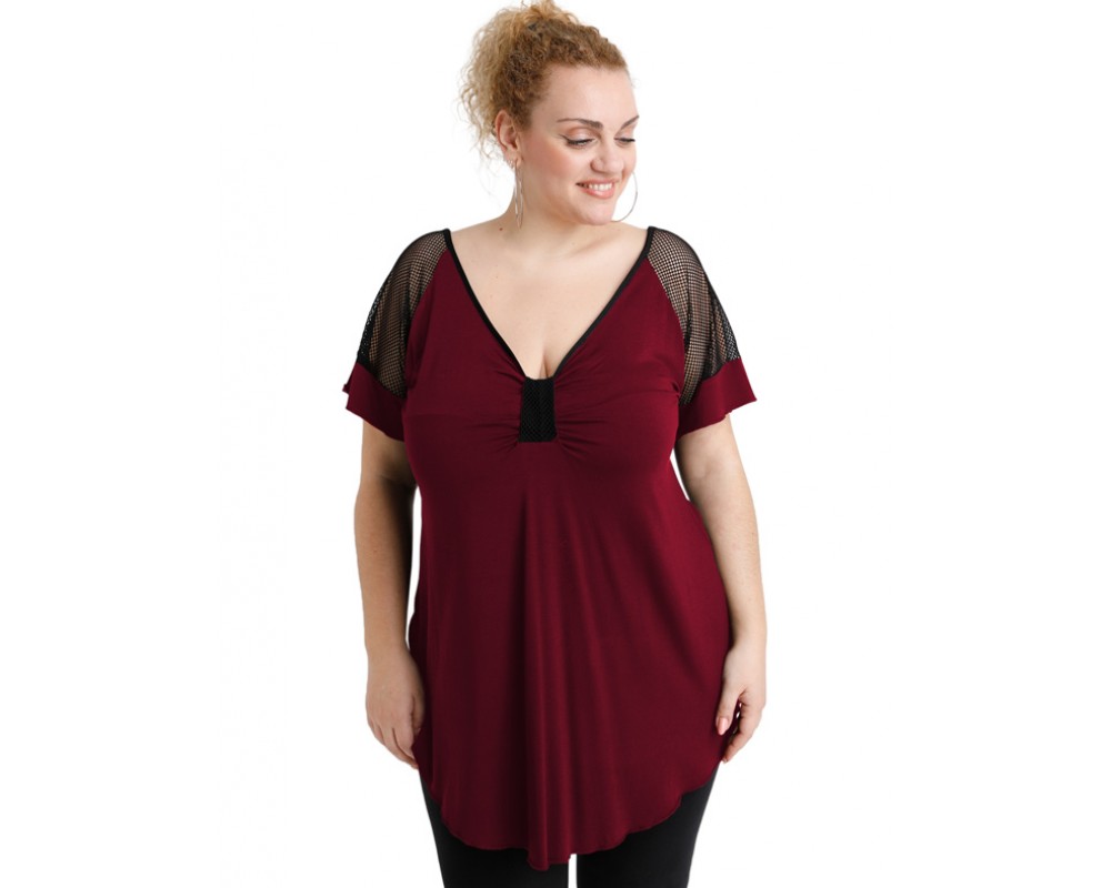 A20-5579 Classic blouse - Bordeaux Plus Size