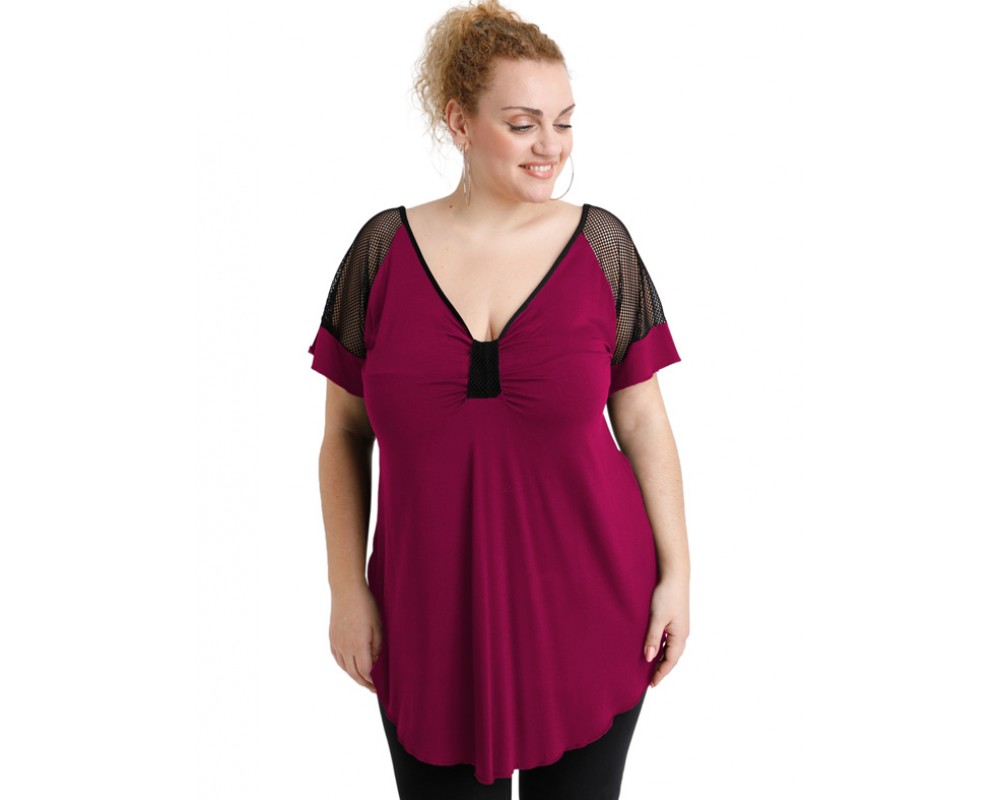 A20-5579 Classic blouse - Fuchsia Plus Size
