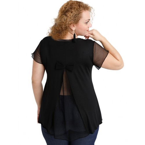 A20-5589 Evaze blouse with net on the back - Black