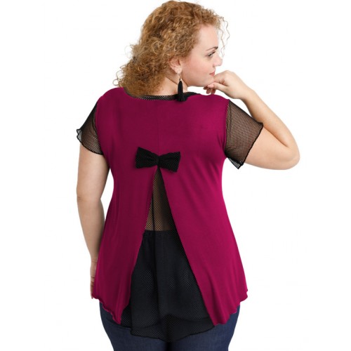 A20-5589 Evaze blouse with net on the back - Fuchsia