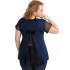A20-5589 Evaze blouse with net on the back - Navy Blue