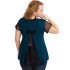 A20-5589 Evaze blouse with net on the back - Petrol
