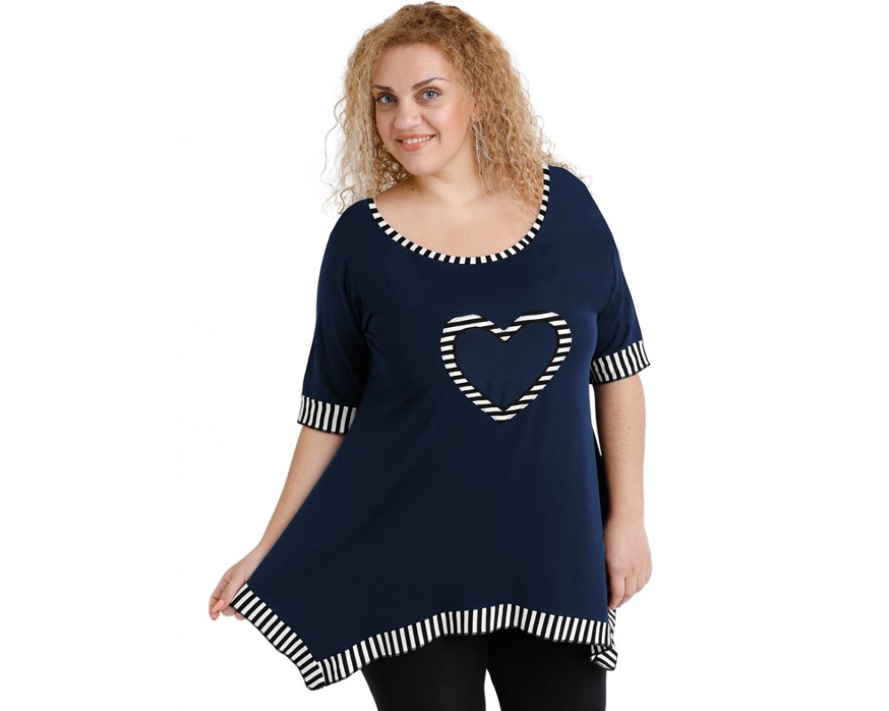 A20-559 Alpha blouse - Navy Blue Plus Size