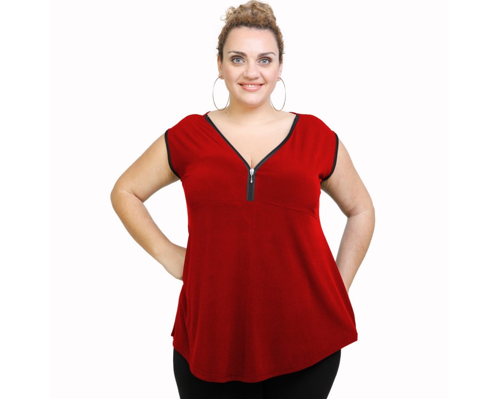 A21-127AF Alpha Blouse - Bordeaux Plus Size