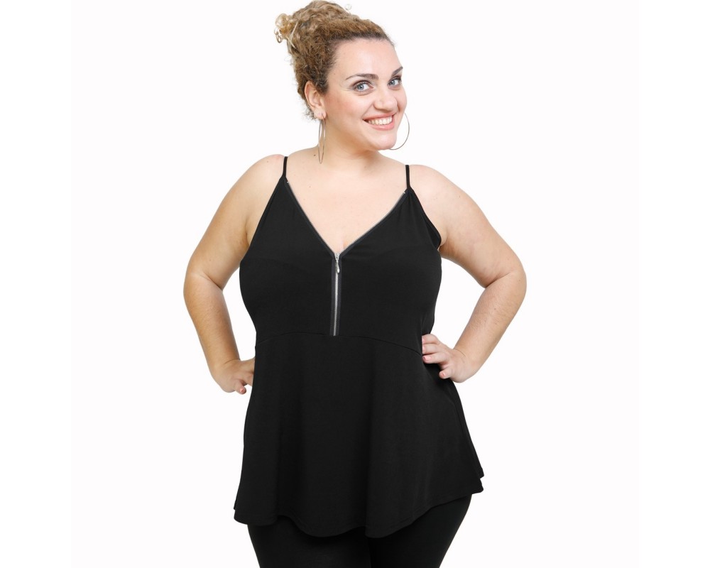 A21-127RF Alpha Blouse - Black Plus Size