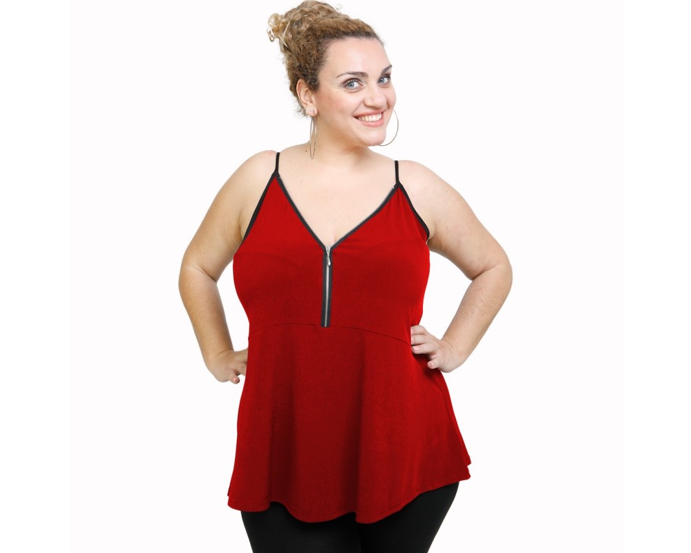 A21-127RF Alpha Blouse - Bordeaux Plus Size