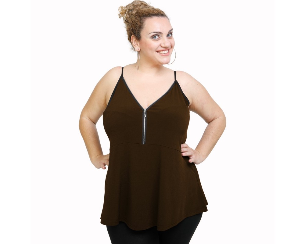 A21-127RF Alpha Blouse - Brown Plus Size