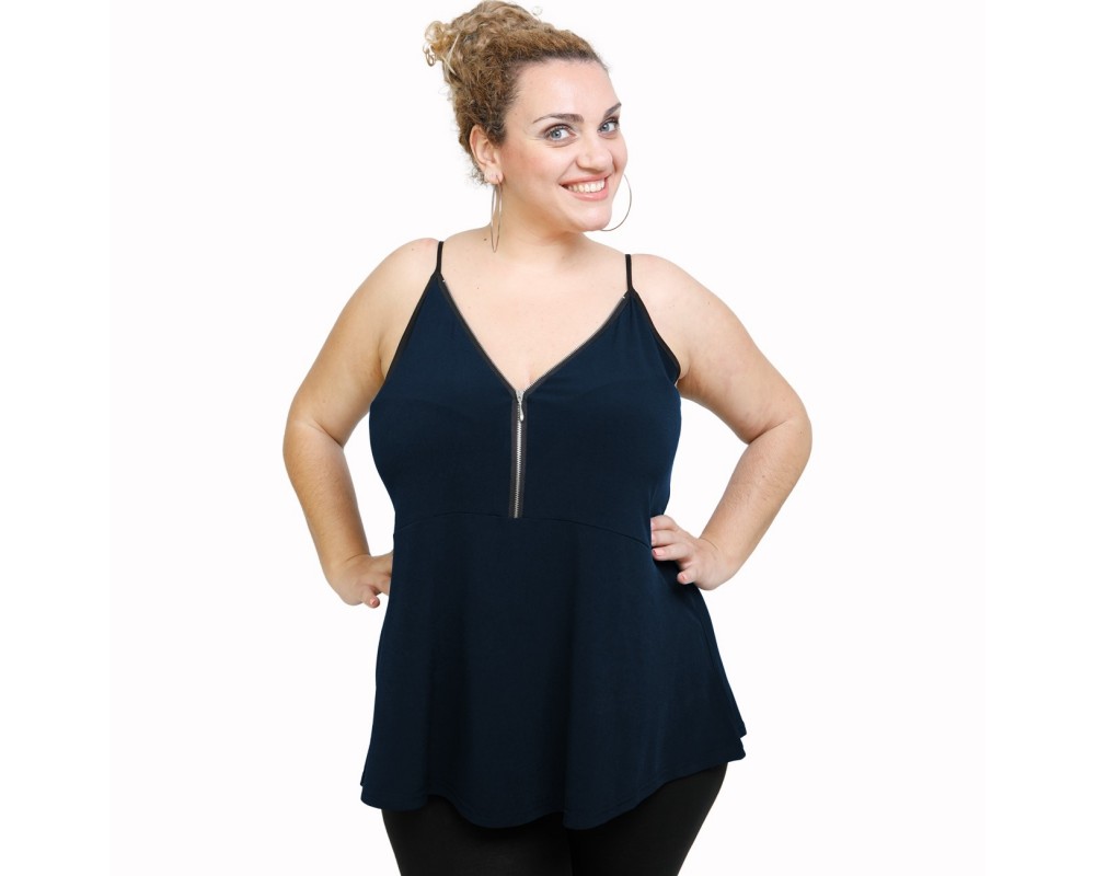 A21-127RF Alpha Blouse - Navy Blue Plus Size