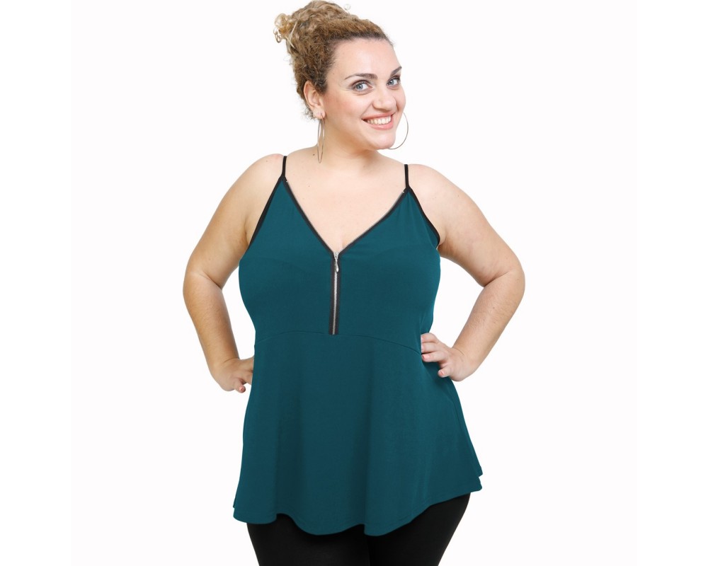 A21-127RF Alpha Blouse - Petrol Plus Size