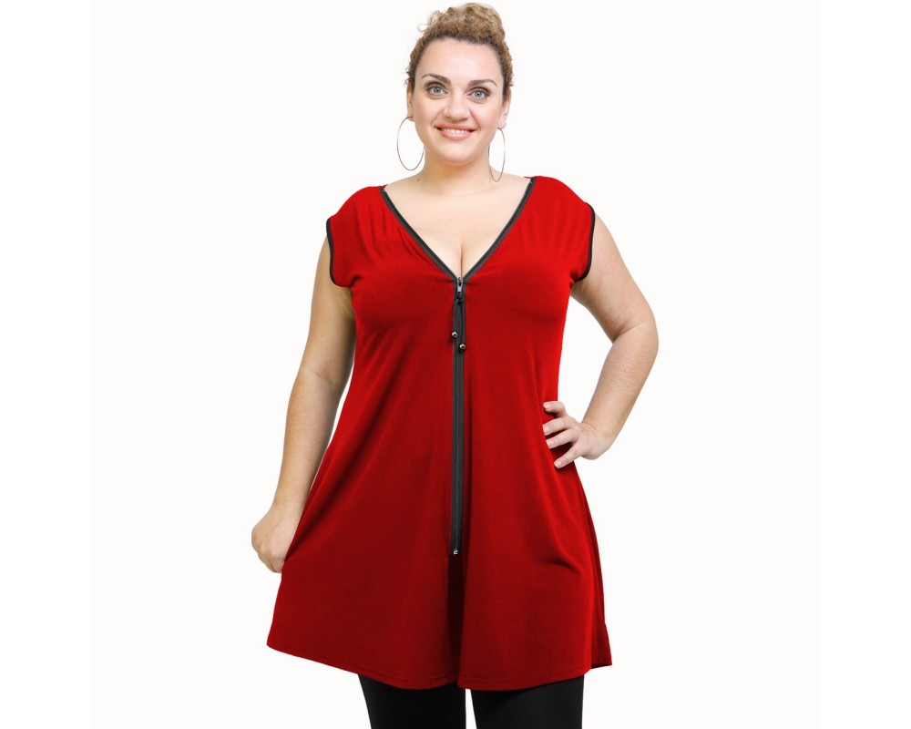 A21-176AF Evaze Blouzedress - Bordeaux Plus Size