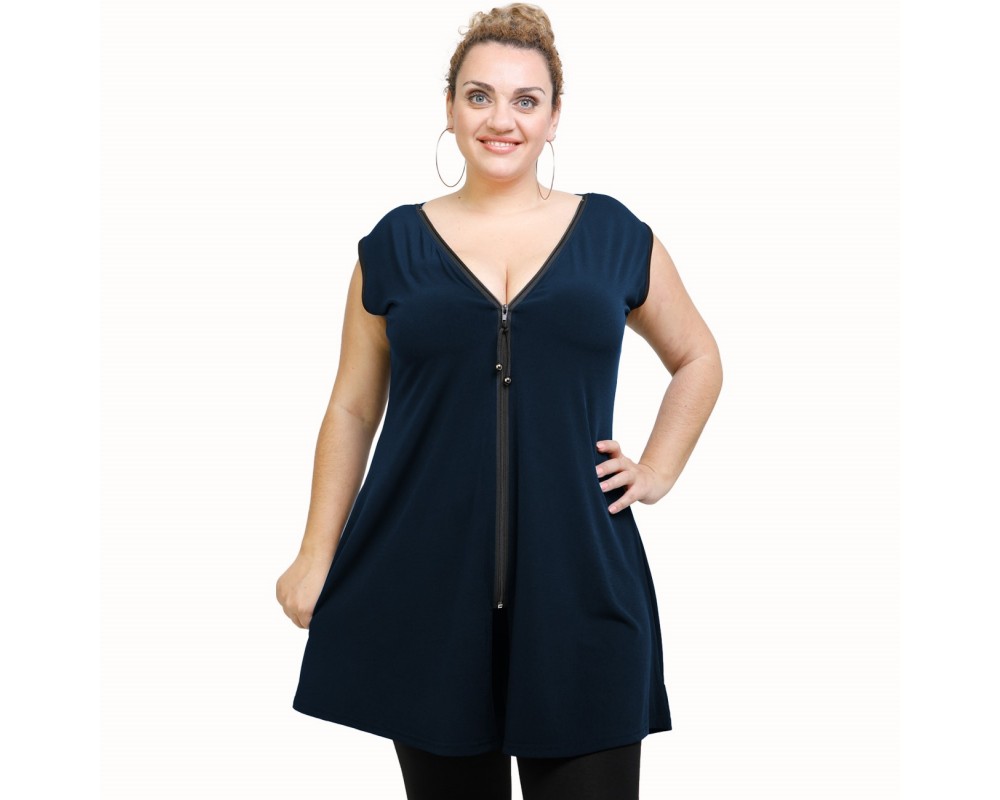 A21-176AF Evaze Blouzedress - Navy Blue Plus Size