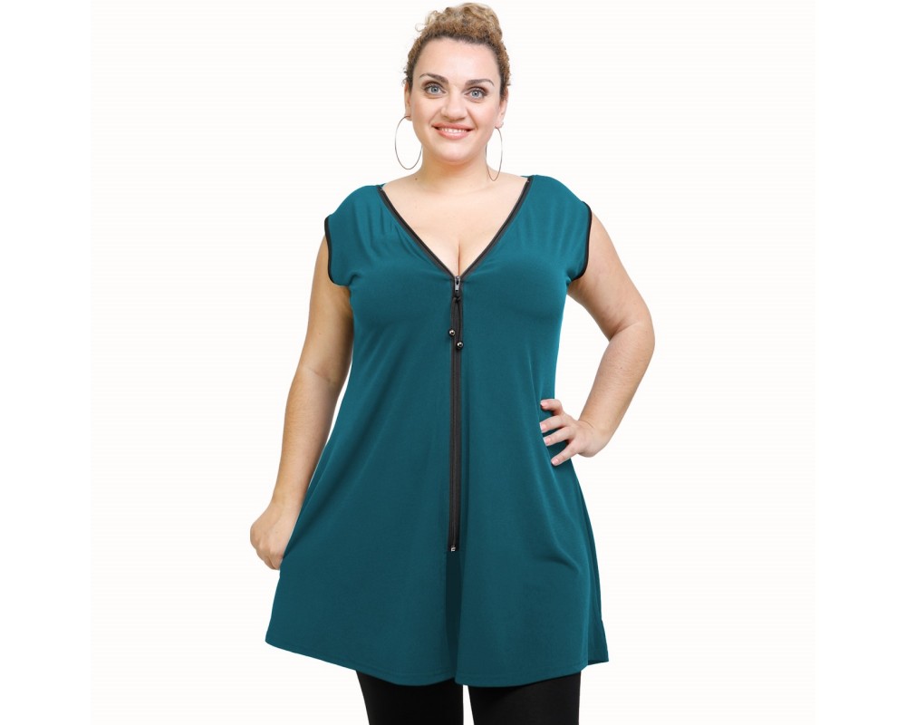 A21-176AF Evaze Blouzedress - Petrol Plus Size
