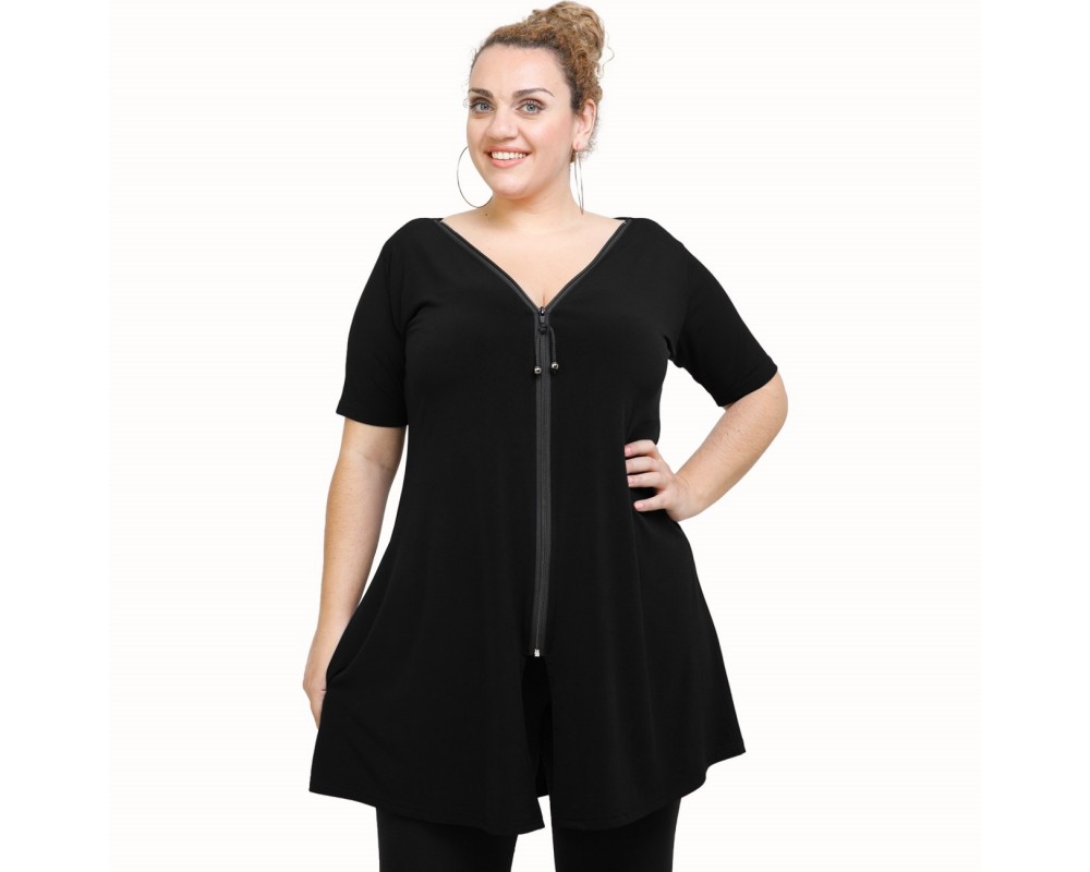 A21-176F Evaze Blouzedress - Black Plus Size