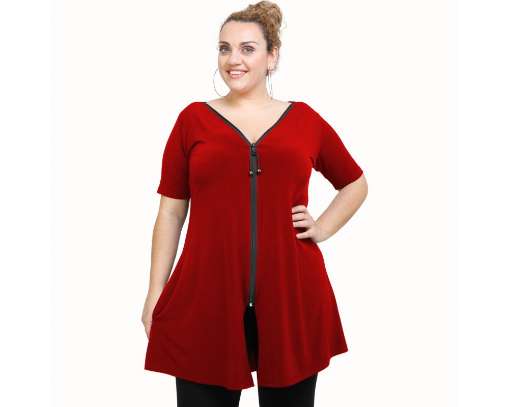 A21-176F Evaze Blouzedress - Bordeaux Plus Size