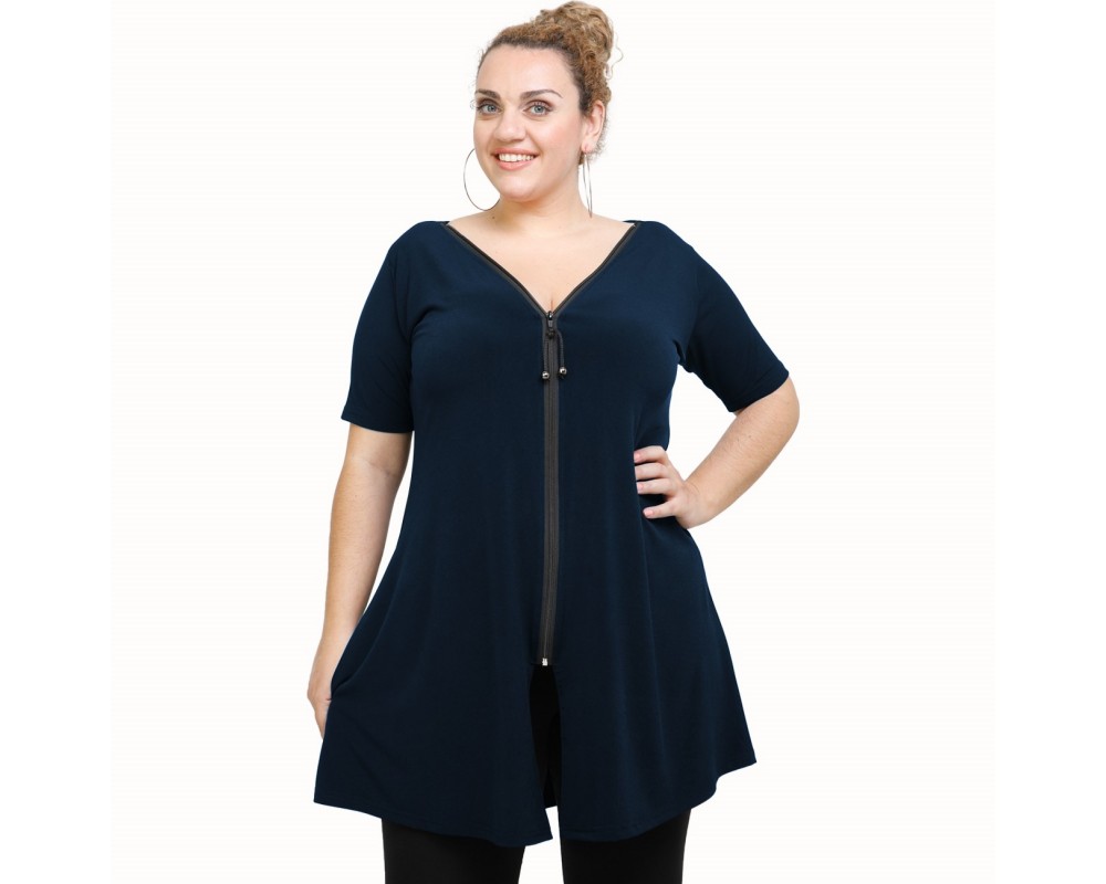 A21-176F Evaze Blouzedress - Navy Blue Plus Size