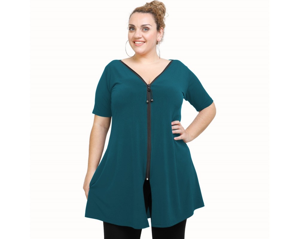 A21-176F Evaze Blouzedress - Petrol Plus Size