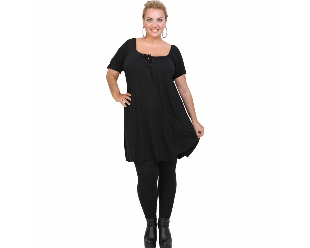A21-245M Evaze Blouzedress - Black Plus Size