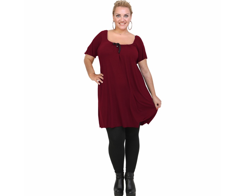 A21-245M Evaze Blouzedress - Bordeaux Plus Size