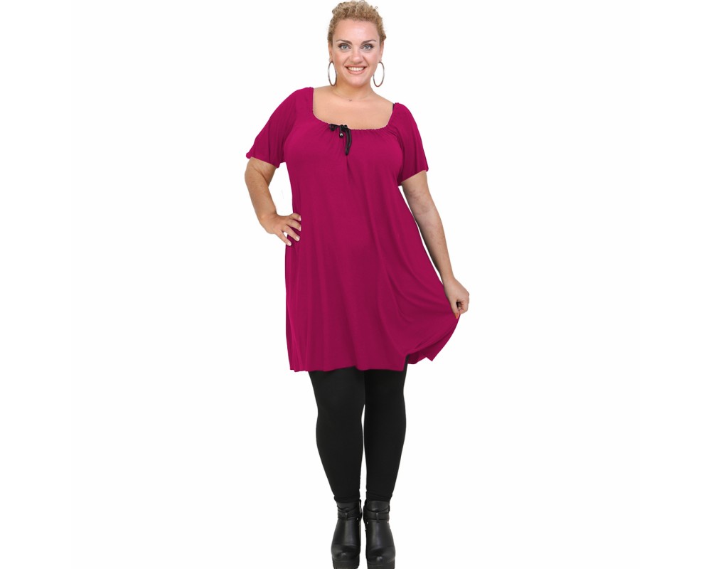 A21-245M Evaze Blouzedress - Fuchsia Plus Size