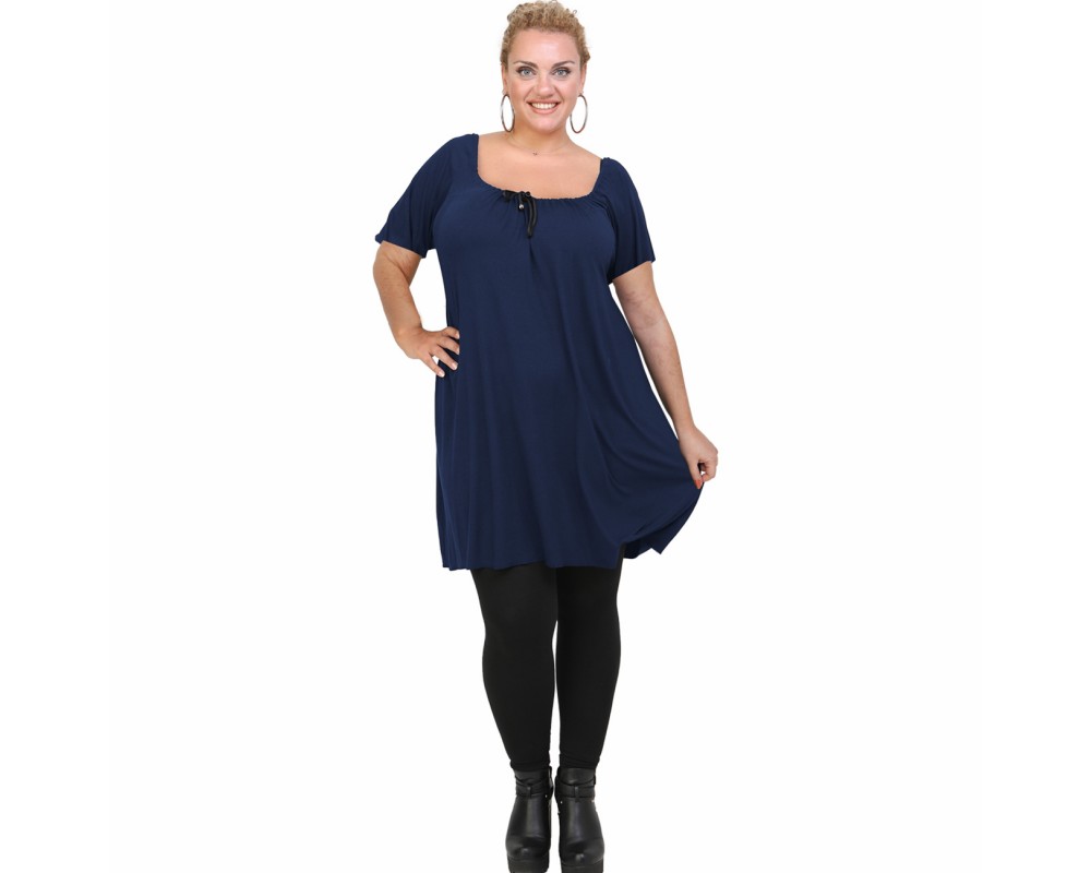 A21-245M Evaze Blouzedress - Navy Blue Plus Size