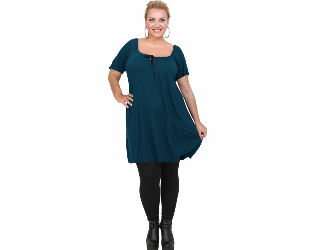 A21-245M Evaze Blouzedress - Petrol Plus Size