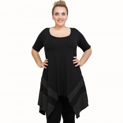 A21-417 Blouse with pattern - Black