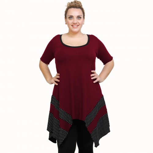 A21-417 Blouse with pattern - Bordeaux