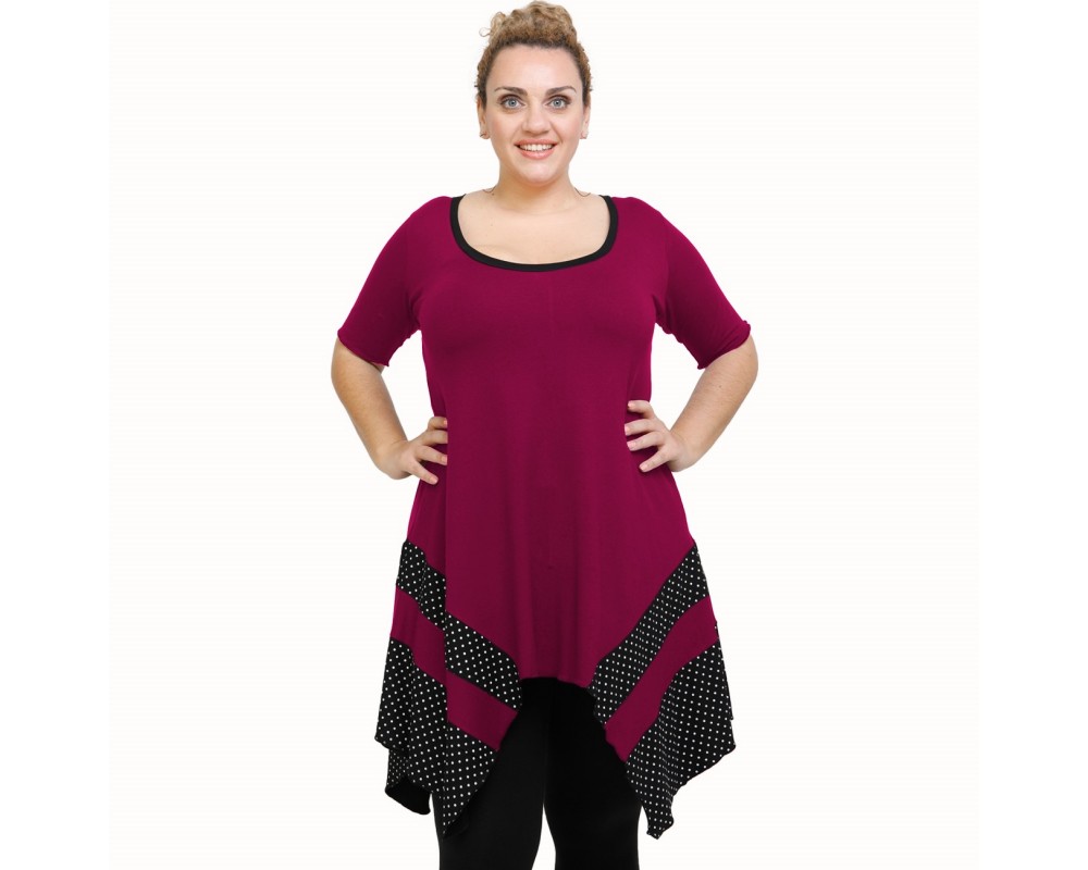 A21-417 Blouse with pattern - Fuchsia Plus Size