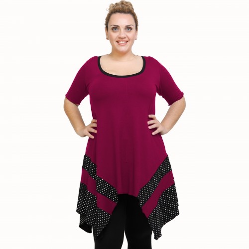 A21-417 Blouse with pattern - Fuchsia