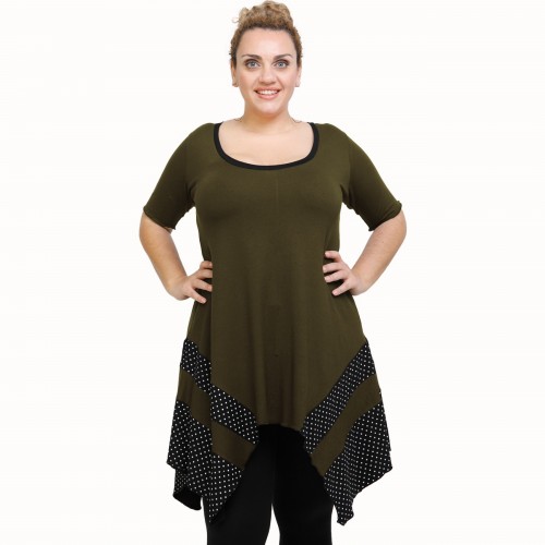 A21-417 Blouse with pattern - Khaki