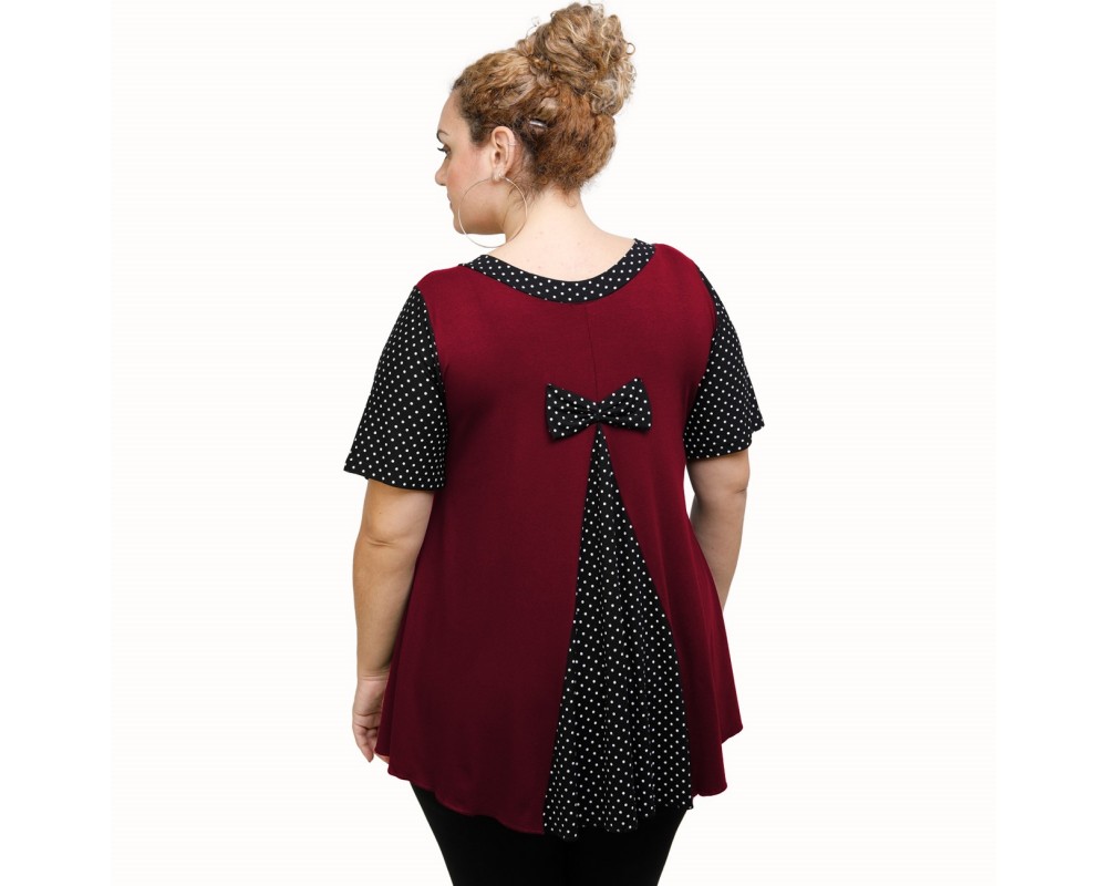 A21-489 Blouse with pattern - Bordeaux Plus Size