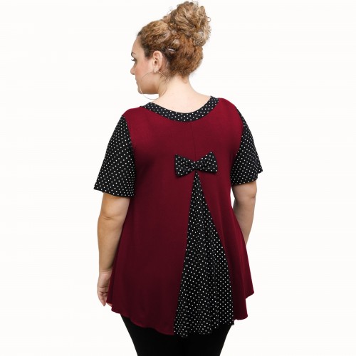 A21-489 Blouse with pattern - Bordeaux