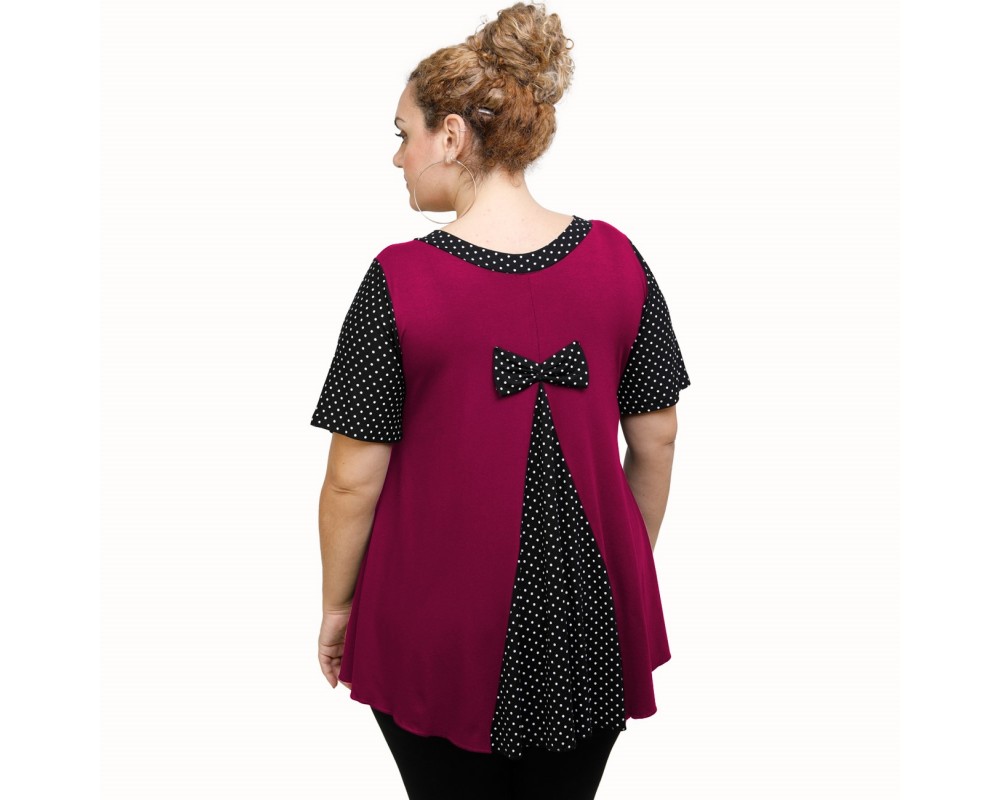 A21-489 Blouse with pattern - Fuchsia Plus Size