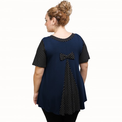 A21-489 Blouse with pattern - Navy Blue